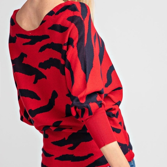 *NEW* BOAT NECK ZEBRA SWEATER - Picture 3 of 4